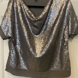 Halston sequin front top